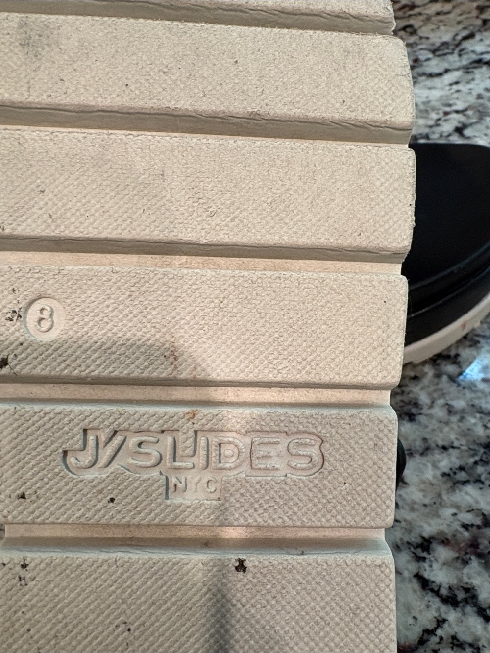 J/Slides NYC Black Leather Slide Sandals with Silver Buckles size 8. - Picture 7 of 7